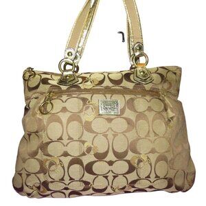 Coach Poppy Signature Canvas & Leather Heart Glam Tote Freshly cleaned